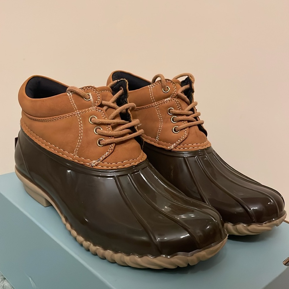 Tommy Hilfiger 6 TWheat-T Rain Duck Boots Lace Up Tan Brown Shoes Womens